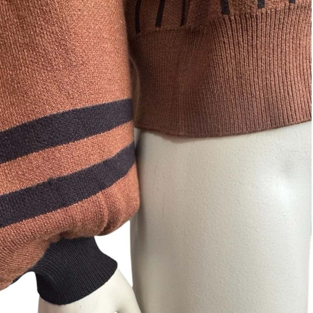 PHILOSOPHY boxy cropped striped crew neck sweater - brown & black - women medium